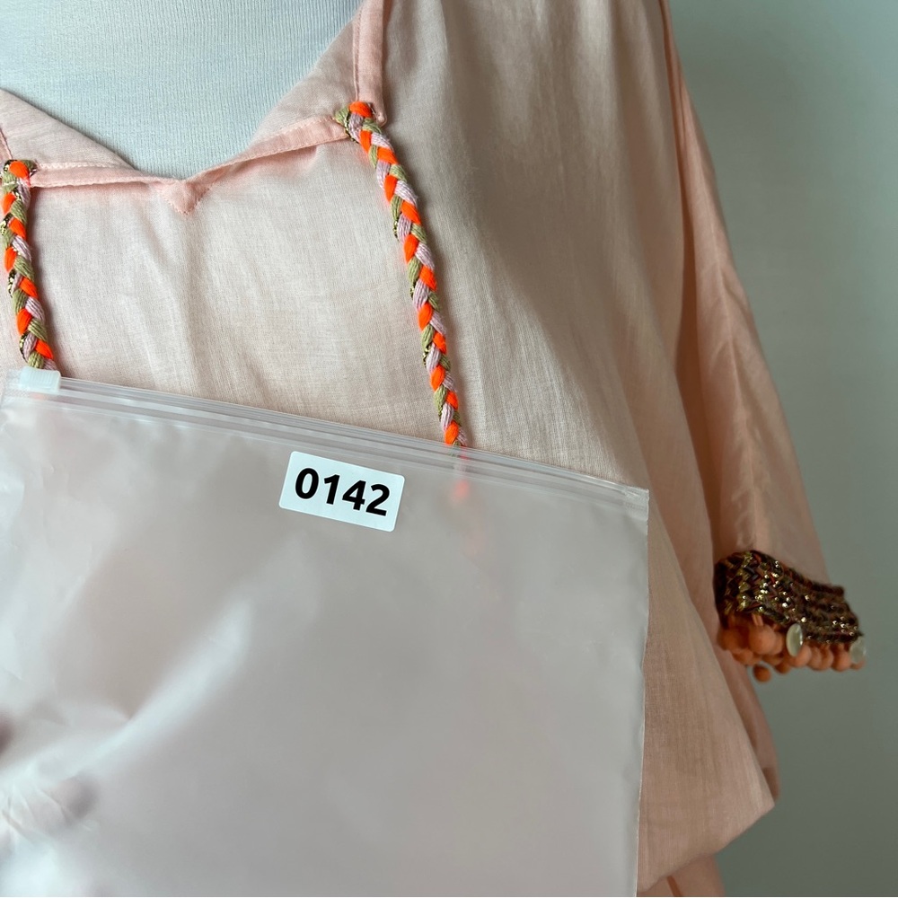 Shiraleah Pink Flutter Sleeve Pom Trim Swim Coverup One Size Boho Beach - Picture 8 of 16